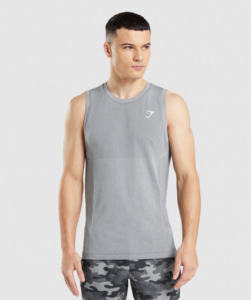 Men\'s Gymshark Vital Seamless Light Tanks Grey | CA A3D807